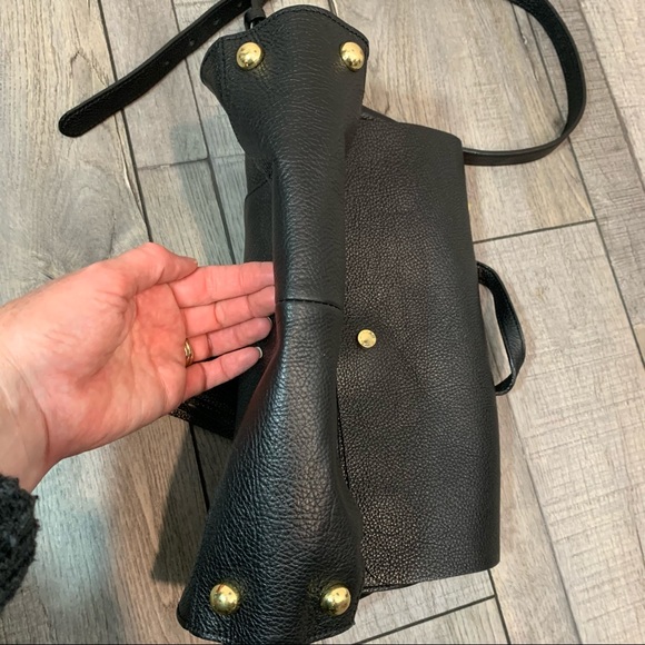 Isaac Mizrahi Black Pebble Genuine Leather Satchel Handbag Purse - Picture 4 of 10